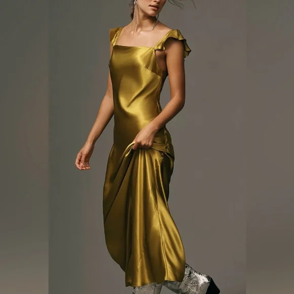 Anthropologie | Flutter-Sleeve Square-Neck Maxi Dress - Picture 2 of 10